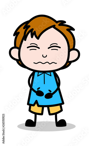 Bellyache - School Boy Cartoon Character Vector Illustration