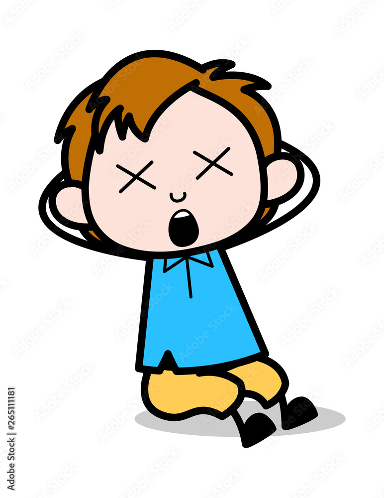 Dizziness- School Boy Cartoon Character Vector Illustration Dizziness- School Boy Cartoon Character Vector Illustration