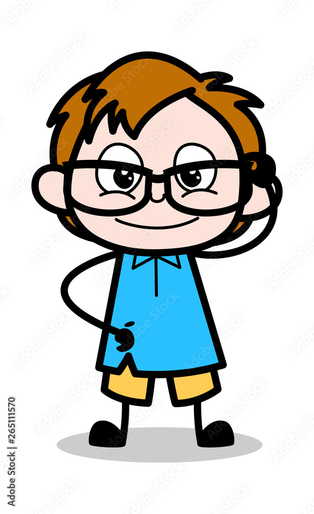 Wearing Specs - School Boy Cartoon Character Vector Illustration Wearing Specs - School Boy Cartoon Character Vector Illustration