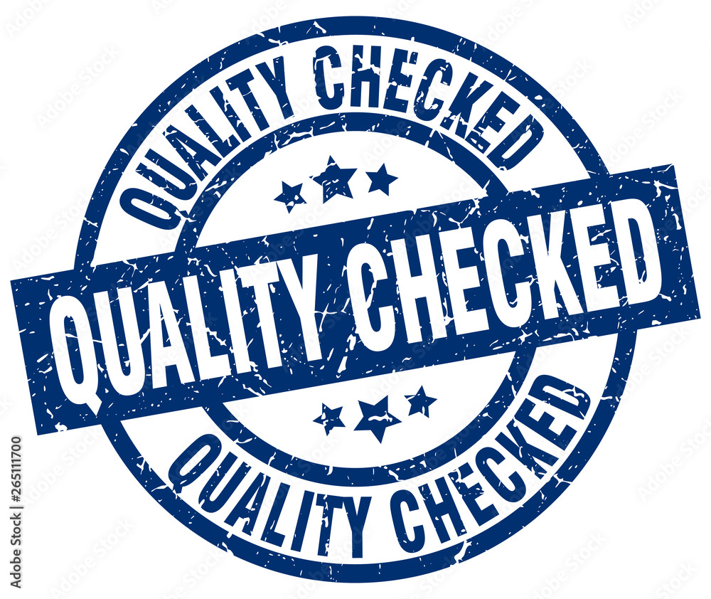 Fototapeta premium quality checked blue round grunge stamp