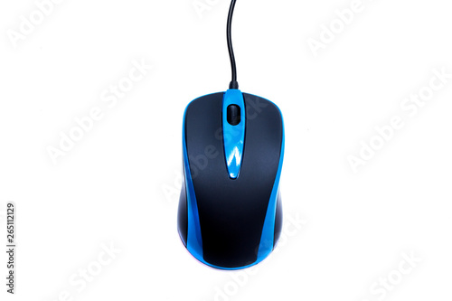 Computer mouse with wire on a white background