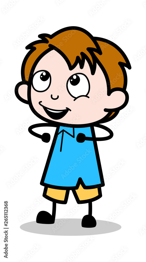 Dancing Pose - School Boy Cartoon Character Vector Illustration