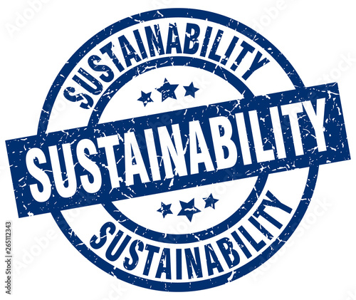 sustainability blue round grunge stamp