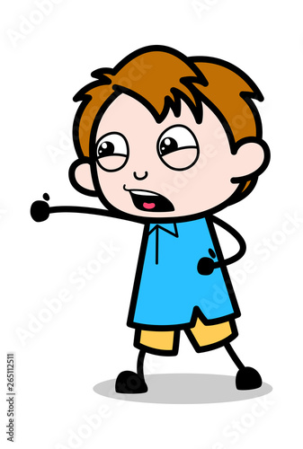 Punching - School Boy Cartoon Character Vector Illustration