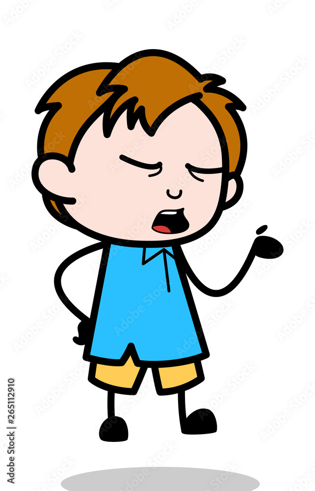 Hand Gesture While Talking - School Boy Cartoon Character Vector Illustration