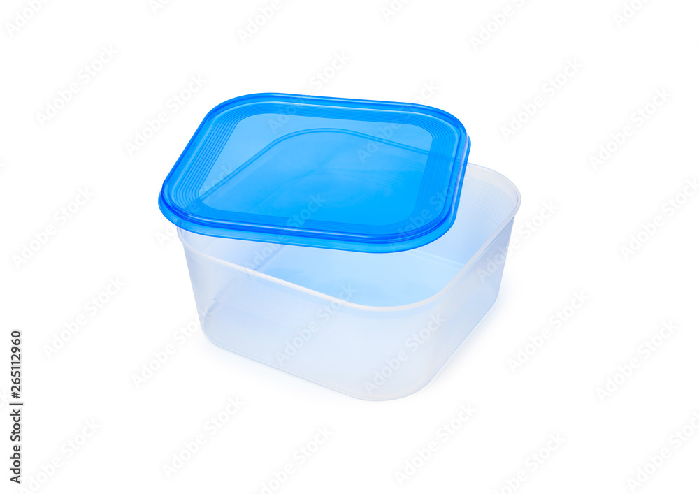 Plastic food storage containers on a white background Plastic food storage containers on a white background