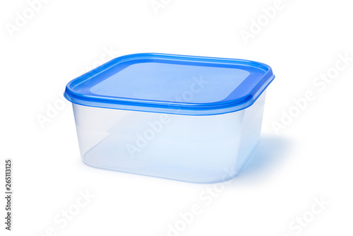 Fotografía Plastic food storage containers on a white background