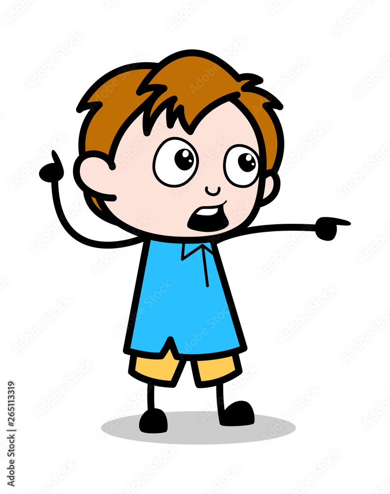 Showing Direction - School Boy Cartoon Character Vector Illustration Showing Direction - School Boy Cartoon Character Vector Illustration