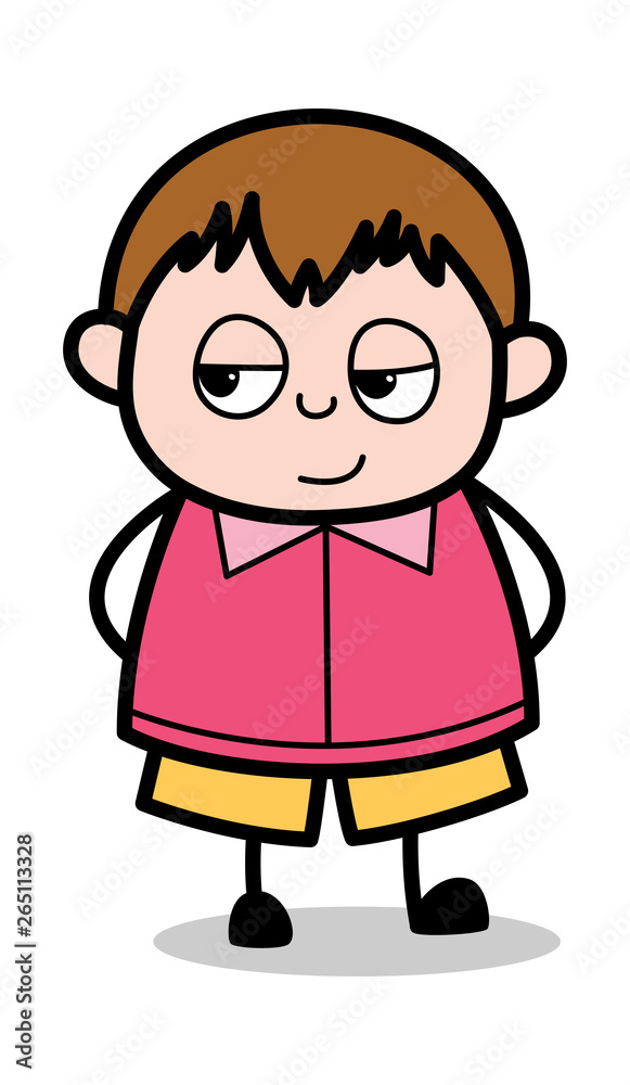 Slightly Smiling - Teenager Cartoon Fat Boy Vector Illustration Slightly Smiling - Teenager Cartoon Fat Boy Vector Illustration
