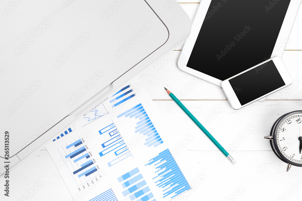 Working place of a business person. printer and other office supplies Working place of a business person. printer and other office supplies