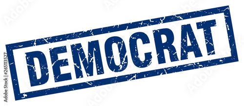 square grunge blue democrat stamp