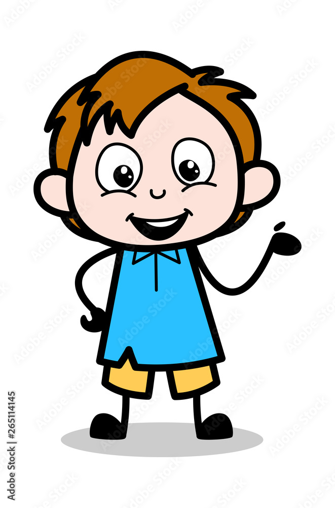 Presentation Style - School Boy Cartoon Character Vector Illustration Presentation Style - School Boy Cartoon Character Vector Illustration