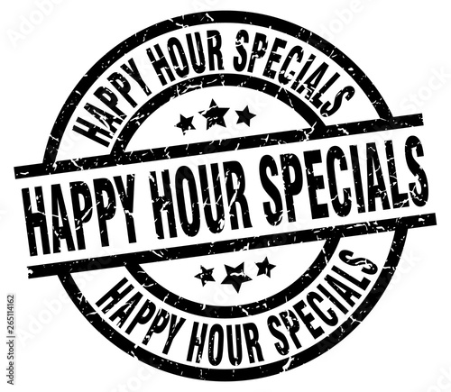 happy hour specials round grunge black stamp