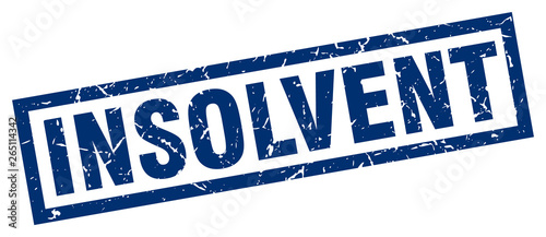 square grunge blue insolvent stamp