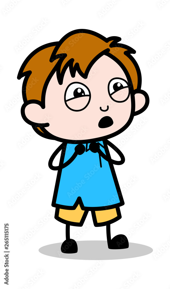 Requesting - School Boy Cartoon Character Vector Illustration