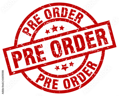 pre order round red grunge stamp