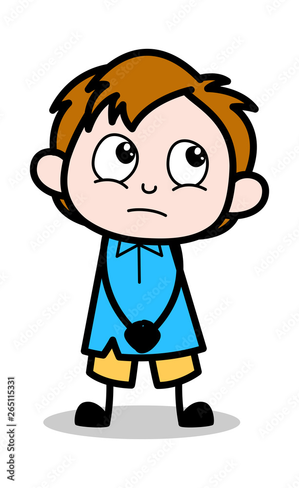 Thinking an Idea - School Boy Cartoon Character Vector Illustration Thinking an Idea - School Boy Cartoon Character Vector Illustration
