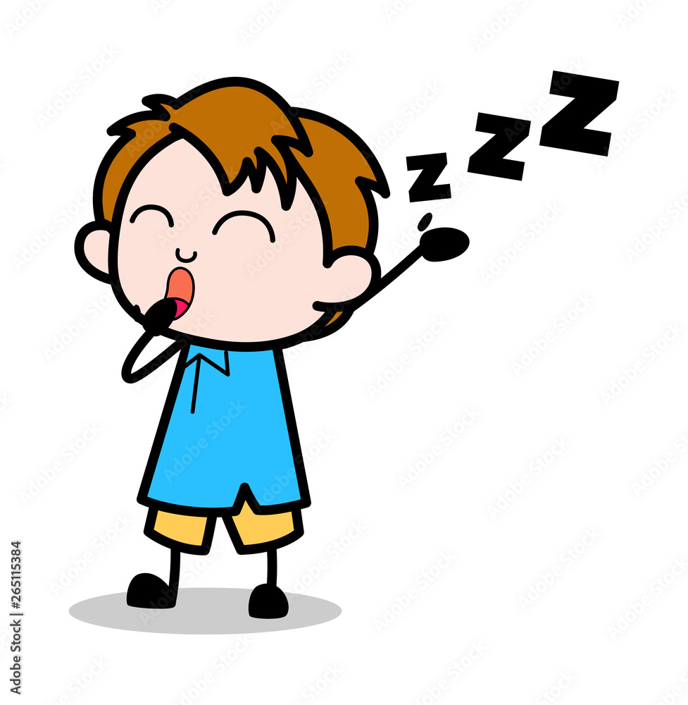 Sleeping Time - School Boy Cartoon Character Vector Illustration Sleeping Time - School Boy Cartoon Character Vector Illustration