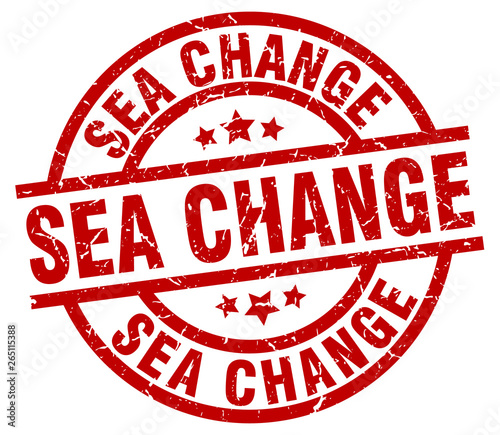 sea change round red grunge stamp