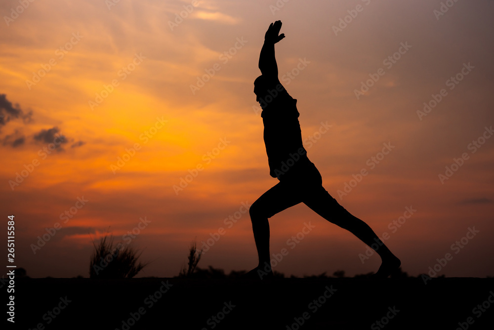 Silhouette Asia woman yoga on sunset. - Image Silhouette Asia woman yoga on sunset. - Image