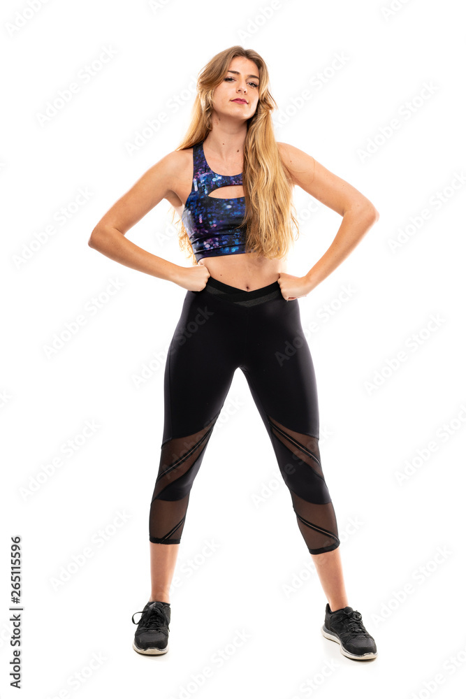 Blonde Sport Woman over isolated white background Blonde Sport Woman over isolated white background