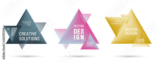 Gradient color triangle banners with halftone