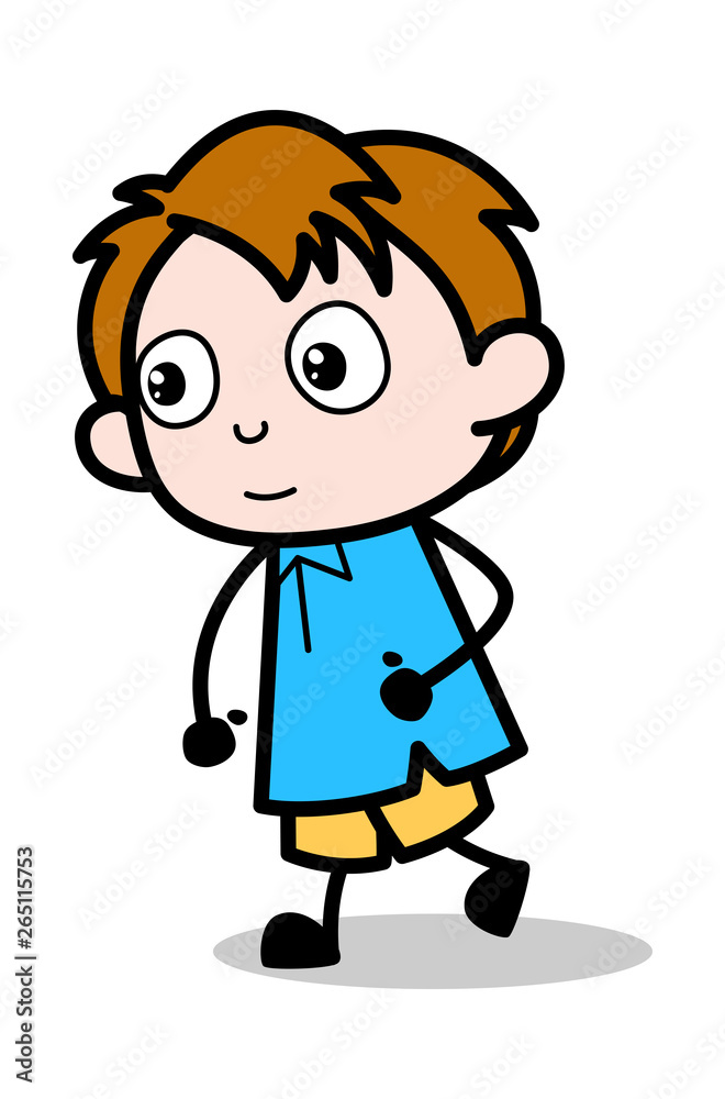 Walking Style - School Boy Cartoon Character Vector Illustration Walking Style - School Boy Cartoon Character Vector Illustration