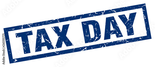 square grunge blue tax day stamp