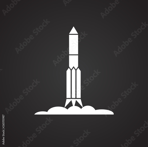 Rocket icon on background for graphic and web design. Simple vector sign. Internet concept symbol for website button or mobile app.