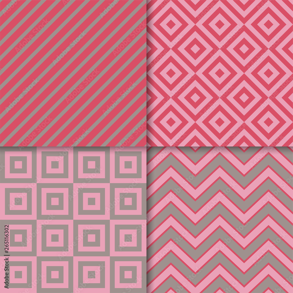 Fototapeta premium Classic geometric patterns vector set. Textile fabric prints, geometric backgrounds