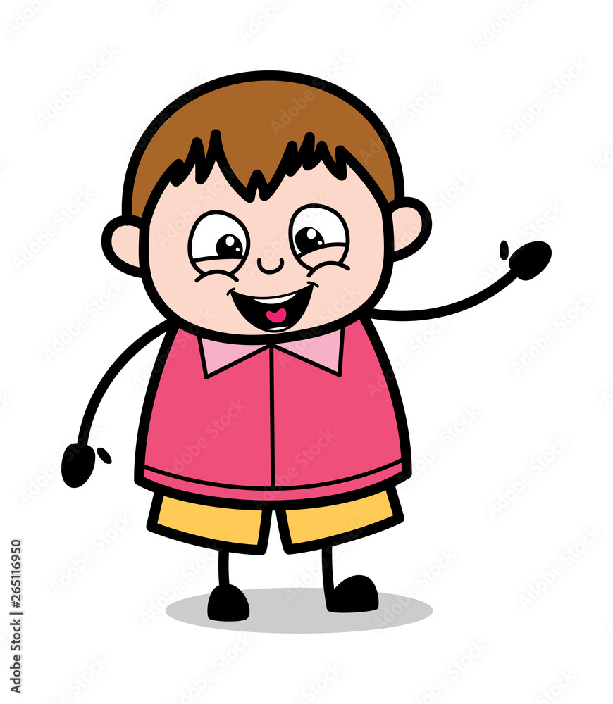 Saying Hello - Teenager Cartoon Fat Boy Vector Illustration Saying Hello - Teenager Cartoon Fat Boy Vector Illustration