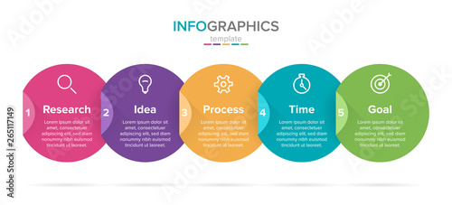 Vector infographic label template with icons. 5 options or steps. Infographics for business concept. Can be used for info graphics, flow charts, presentations, web sites, banners, printed materials.