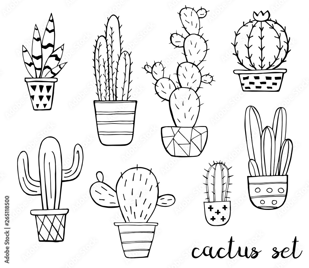 free black and white cactus clipart outline