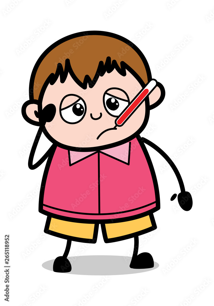 Sick Person - Teenager Cartoon Fat Boy Vector Illustration Sick Person - Teenager Cartoon Fat Boy Vector Illustration