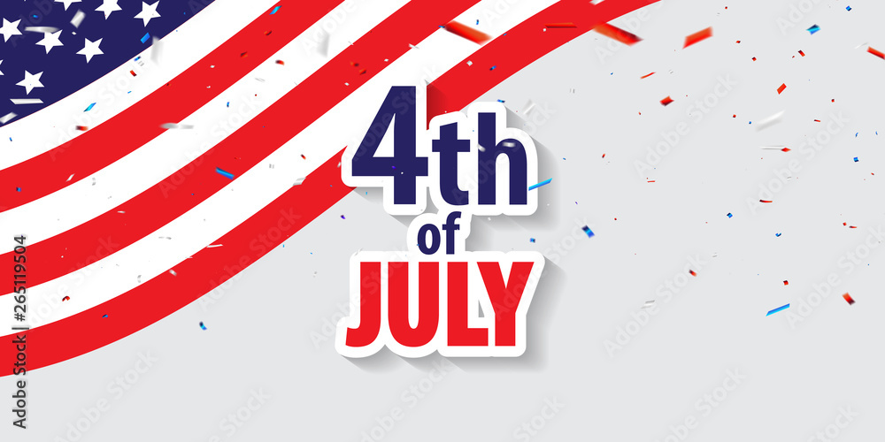 Happy 4th of July holiday banner. USA Independence Day Background