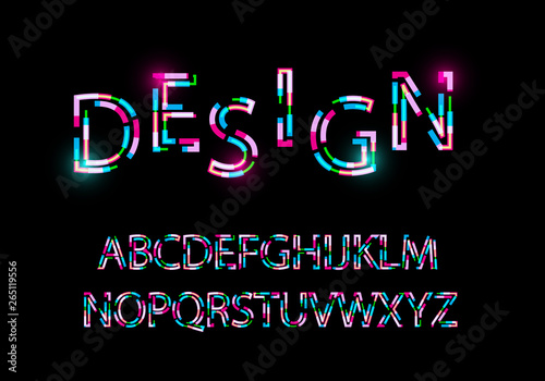 Modern abstract font Trendy style distorted typeface