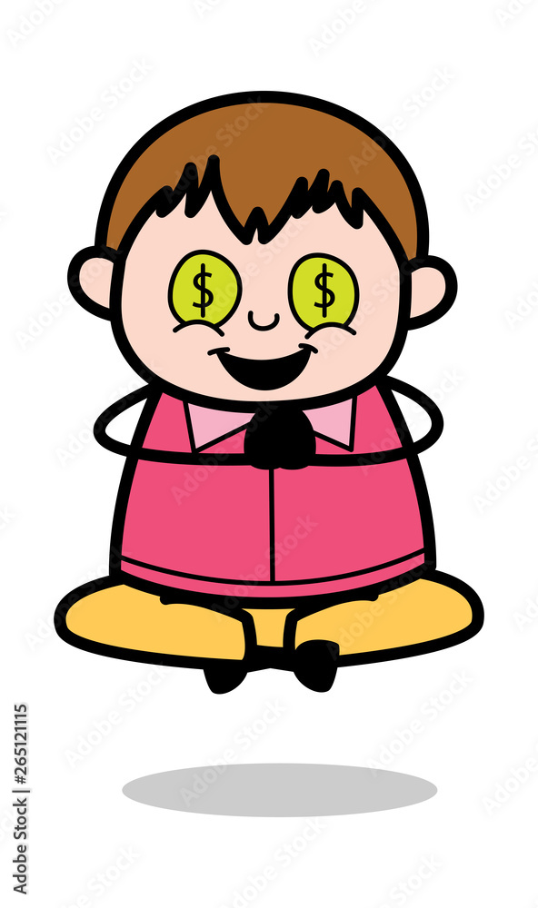 Greed of Money - Teenager Cartoon Fat Boy Vector Illustration Greed of Money - Teenager Cartoon Fat Boy Vector Illustration