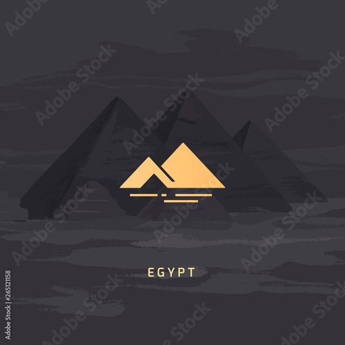 Vector icon of the most famous symbol of Egypt - the pyramid. Egyptian pyramids icon isolated on the vector image of the same pyramids.