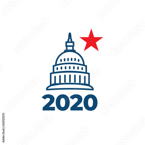 Voting 2020 Icon with Vote, Government, & Patriotic Symbolism and Colors