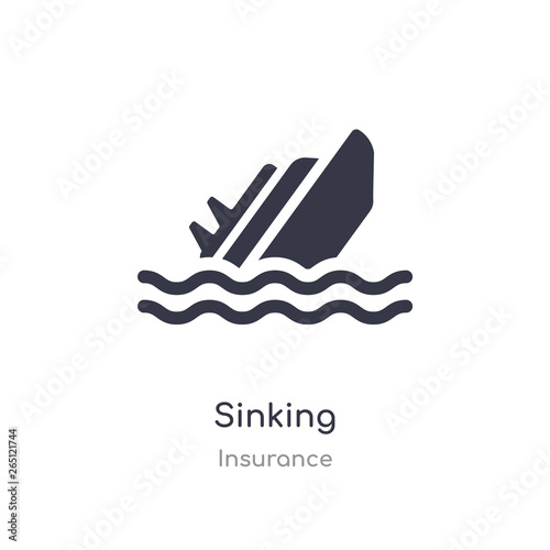 sinking icon. isolated sinking icon vector illustration from insurance collection. editable sing symbol can be use for web site and mobile app