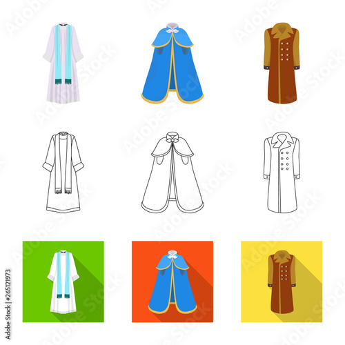 Isolated object of material and clothing logo. Set of material and garment stock symbol for web.
