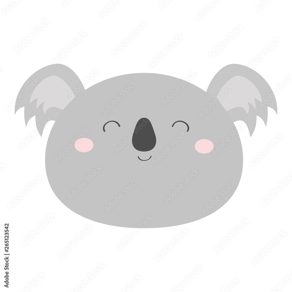 Koala bear round face head icon. Kawaii animal. Cute cartoon character. Funny baby with eyes, nose, ears. Kids print. Love Greeting card. Flat design. White background. Isolated. Koala bear round face head icon. Kawaii animal. Cute cartoon character. Funny baby with eyes, nose, ears. Kids print. Love Greeting card. Flat design. White background. Isolated.