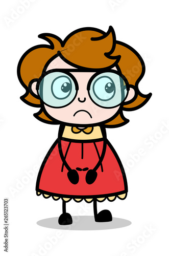 Feeling Guilty - Teenager Cartoon Intelligent Girl Vector Illustration