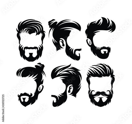 Vector vintage hairstyle barber shop logo for your design