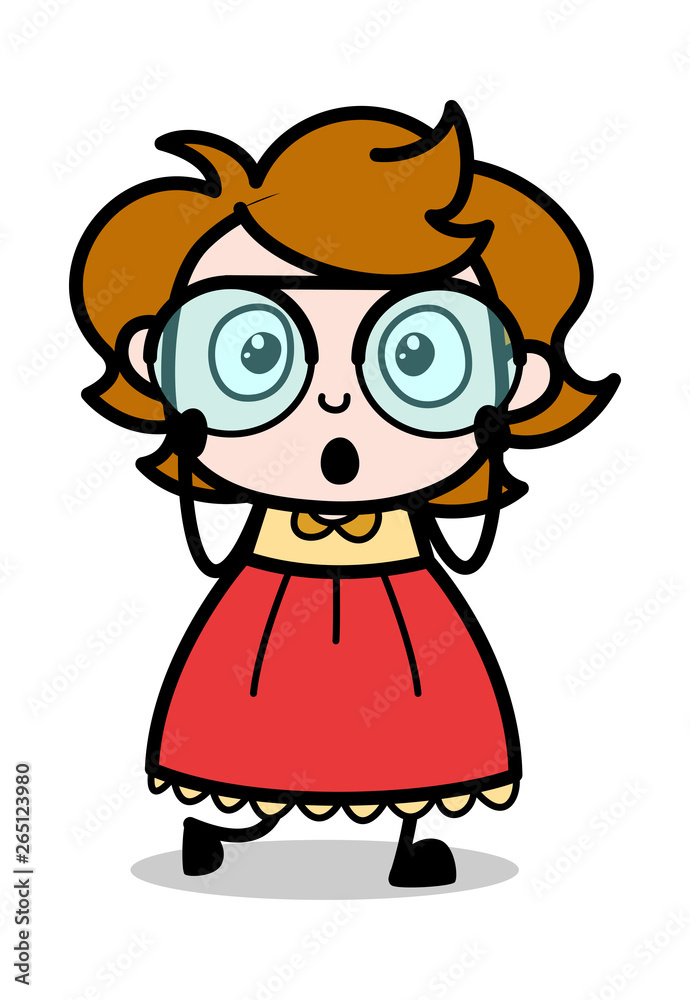 Obraz premium Scared - Teenager Cartoon Intelligent Girl Vector Illustration