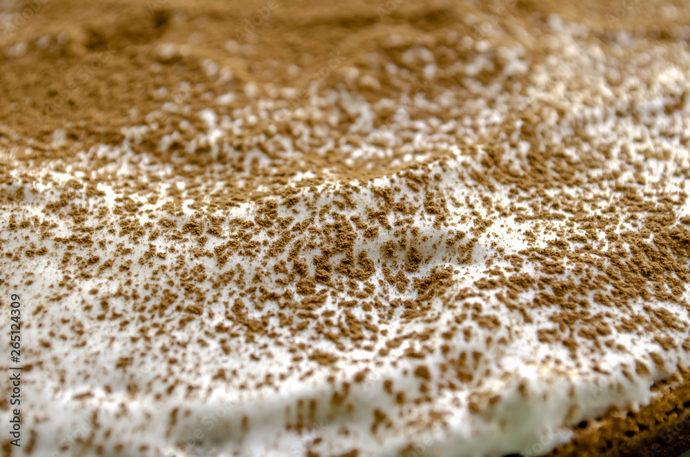 Close-up. Cocoa sprinkle. Texture. Background. Close-up. Cocoa sprinkle. Texture. Background.