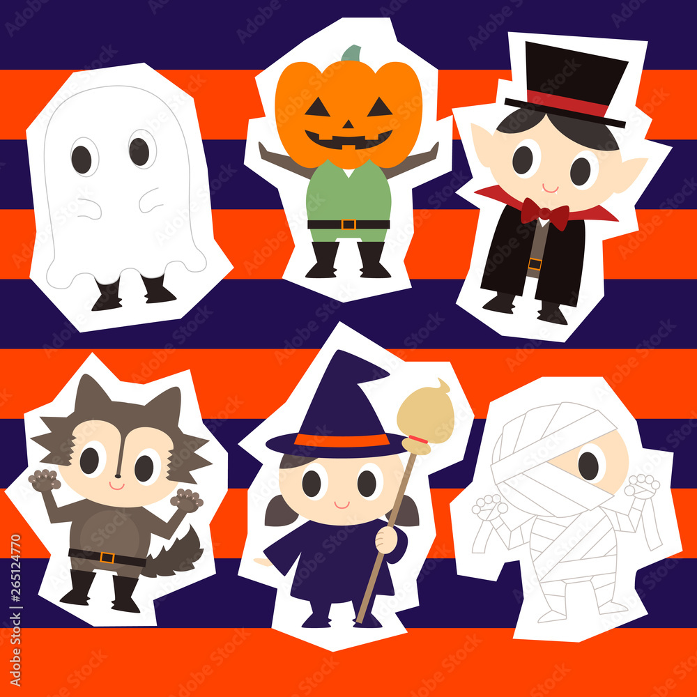 ハロウィンのかわいい仮装のイラスト ハロウィンのかわいい仮装のイラスト