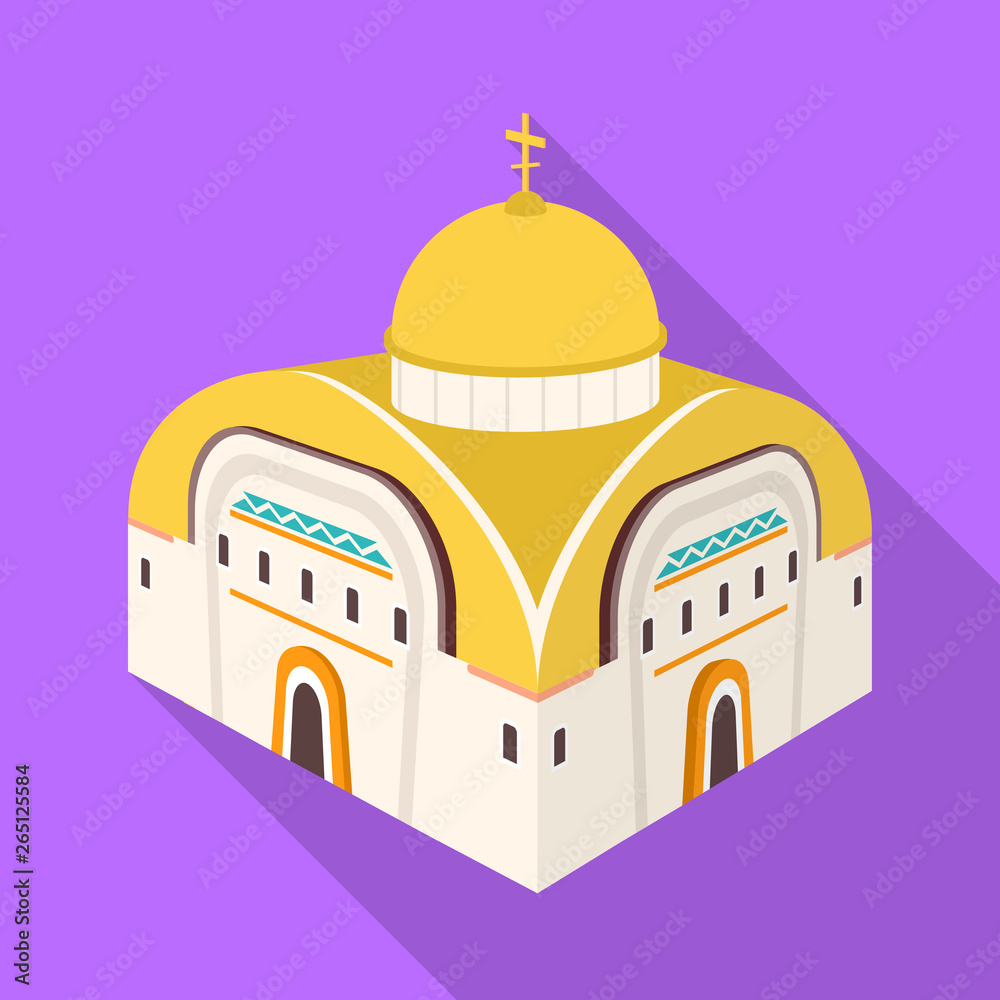 Vector design of church and orthodox sign. Set of church and chapel stock symbol for web.