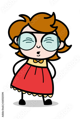 Backache - Teenager Cartoon Intelligent Girl Vector Illustration