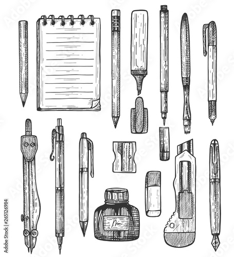 Set of school and office objects set